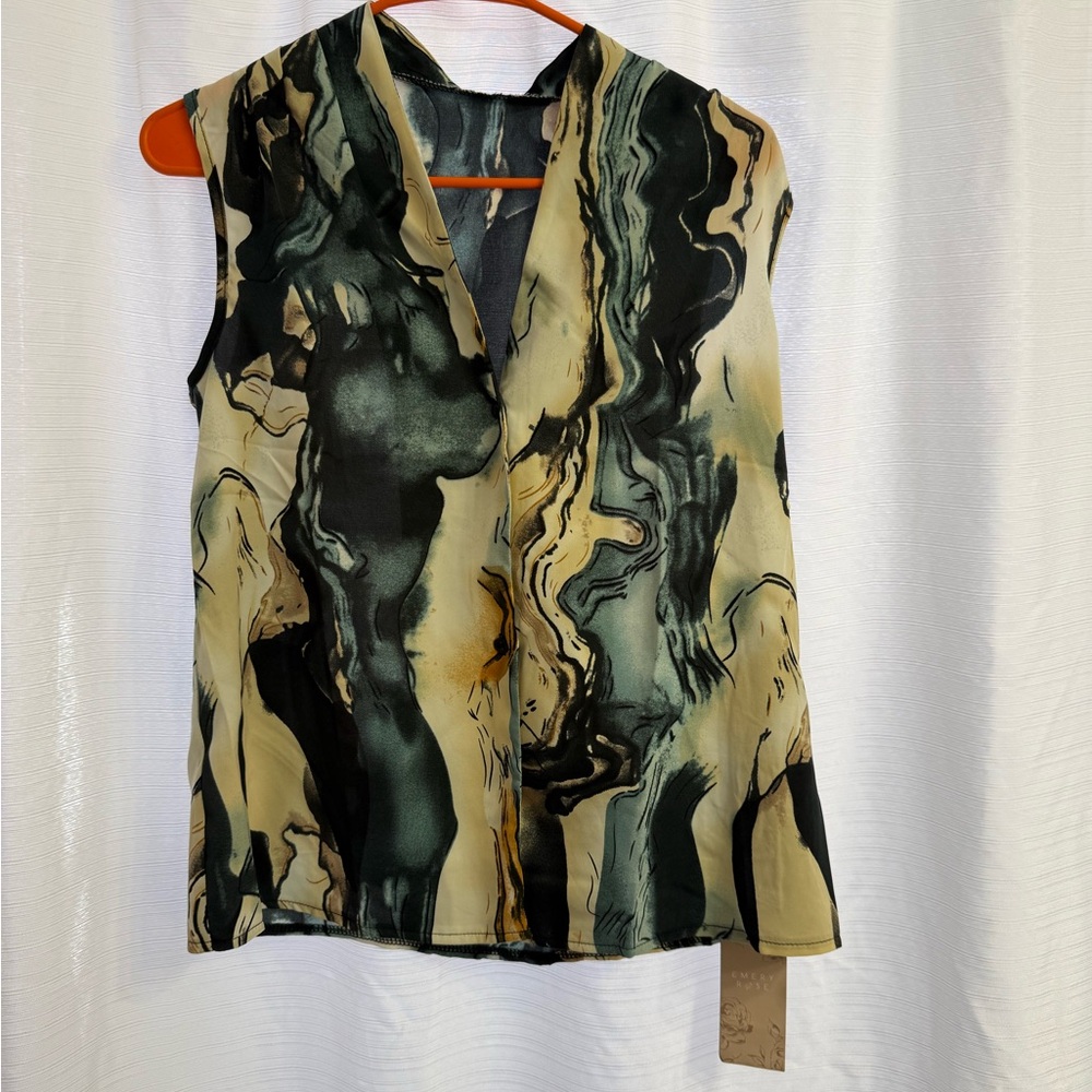 Elegant Marble Print Sleeveless Top